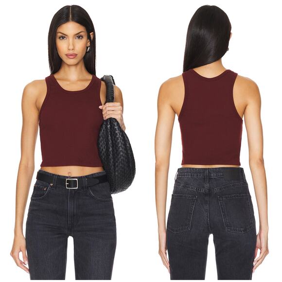 Cotton Citizen Verona Crop Tank Top Sangria Red NEW Size Small Ribbed - Picture 1 of 5